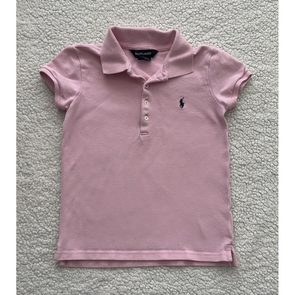 Polo Ralph Lauren Girls Size 6 Classic Pink Polo Shirt Blue Pony Short Sleeve